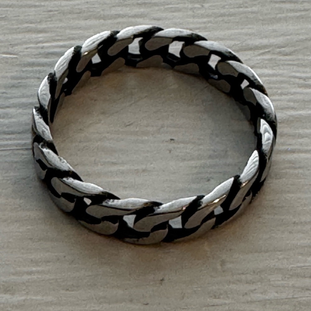 Silver and Black Chain Ring